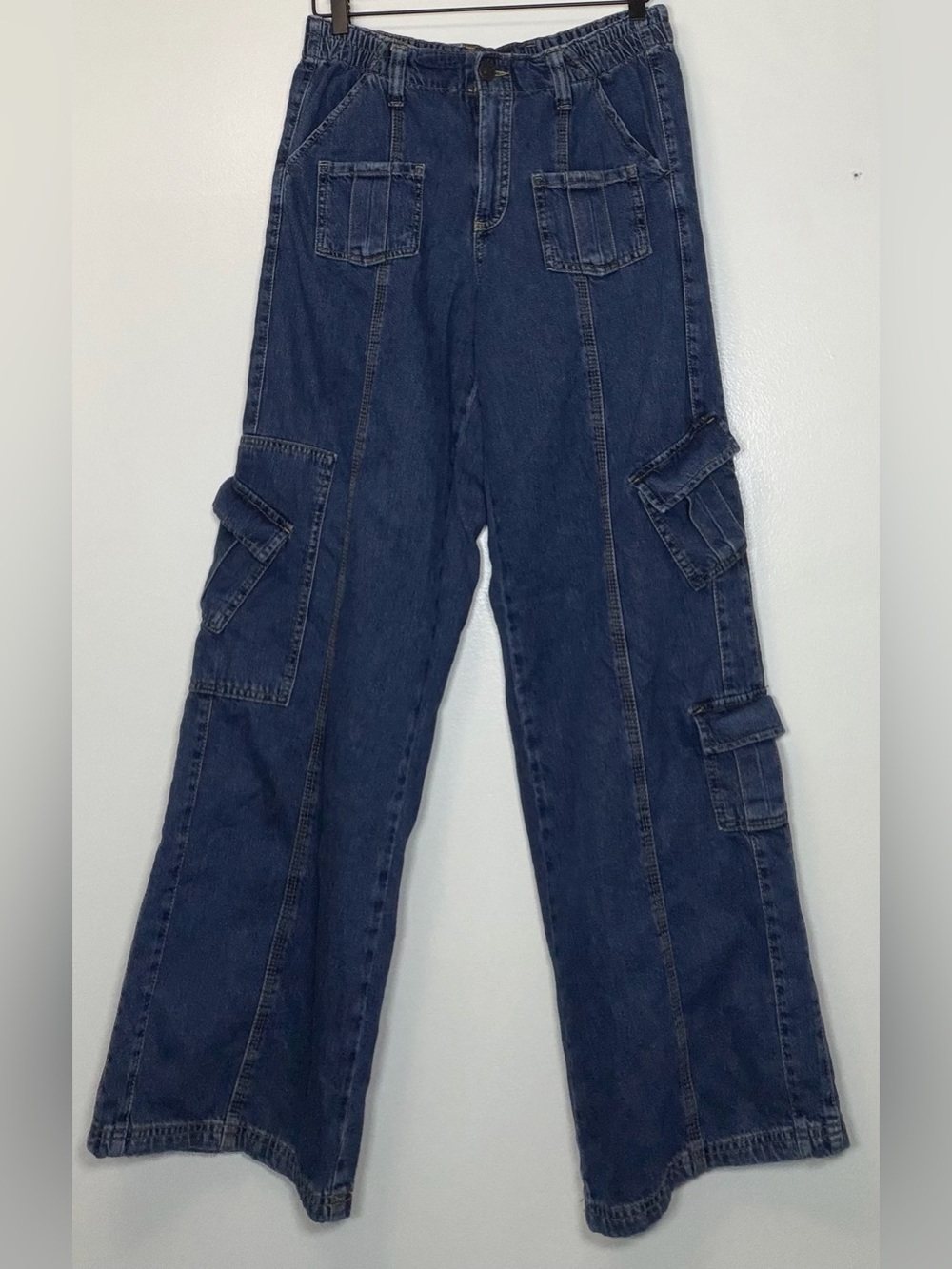 BDG Navy Wide-Leg Cargo Denim Pants